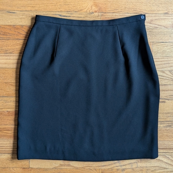 VTG Rena Rowan Classic Black Work Pencil Skirt with Slit 16 - Picture 1 of 10